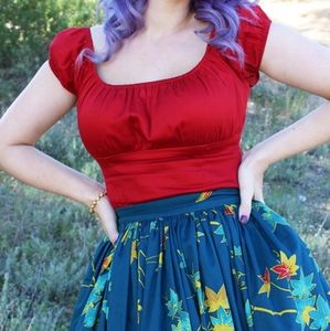 Peasant Top in Red XL Pinup Girl Clothing